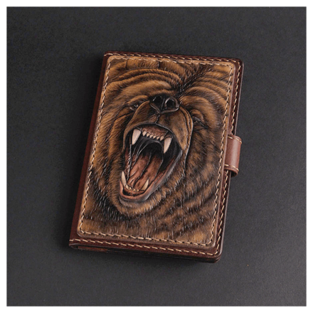 Чехол на паспорт «Медведь» коричневый