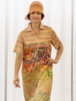 Платье-рубашка по мотивам картины Поля Синьяка "Аллея в Каннах"