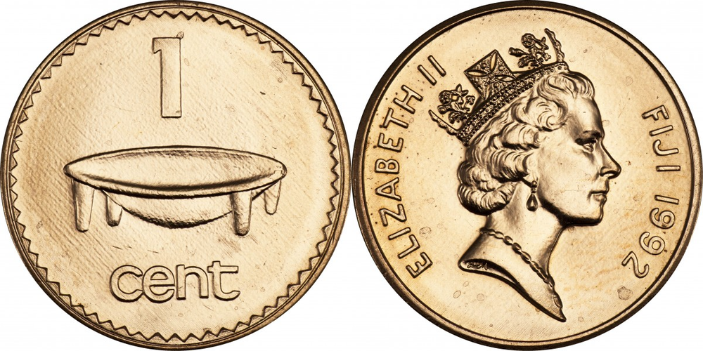 Фиджи 1 цент, 1990 - 2005 Королева Елизавета II XF