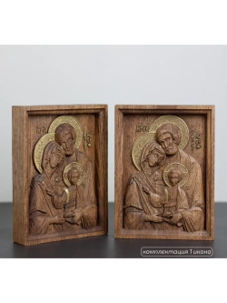 Святое семейство икона деревянная резная, ясень (1)
