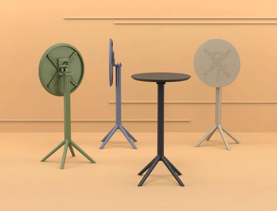 Стол пластиковый барный складной Sky Ø60 черный