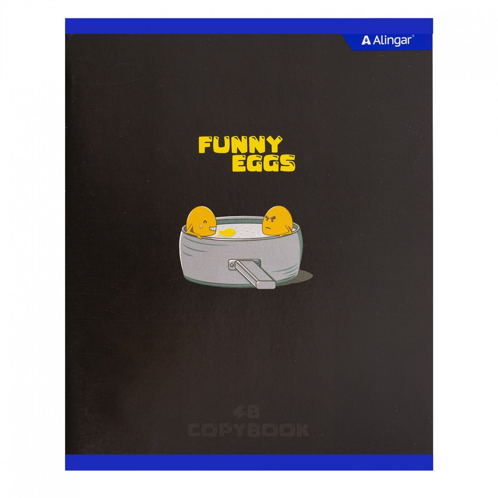 Тетрадь 48л., А5, клетка, Alingar "Funny", скрепка, мелованный картон (стандарт), выб УФ лак, блок офсет, 4 дизайна в пленке т/у