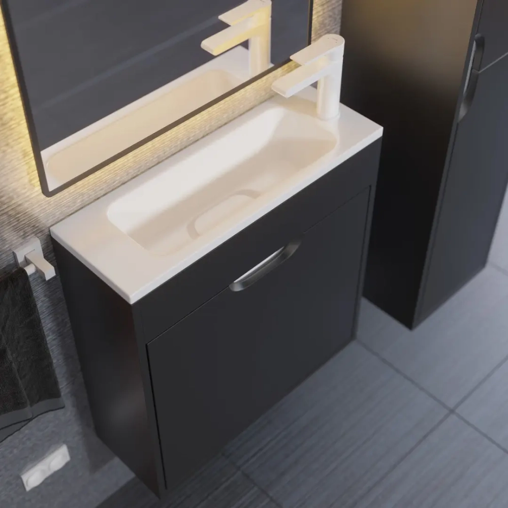Тумба с раковиной для ванной Uperwood Modul 60 см, подвесная, матовая, черная
