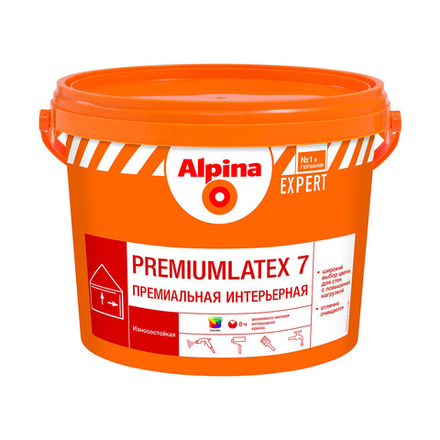 Краска интерьерная Alpina Expert Premiumlatex 7, база 3, бесцветная, 2,35 л