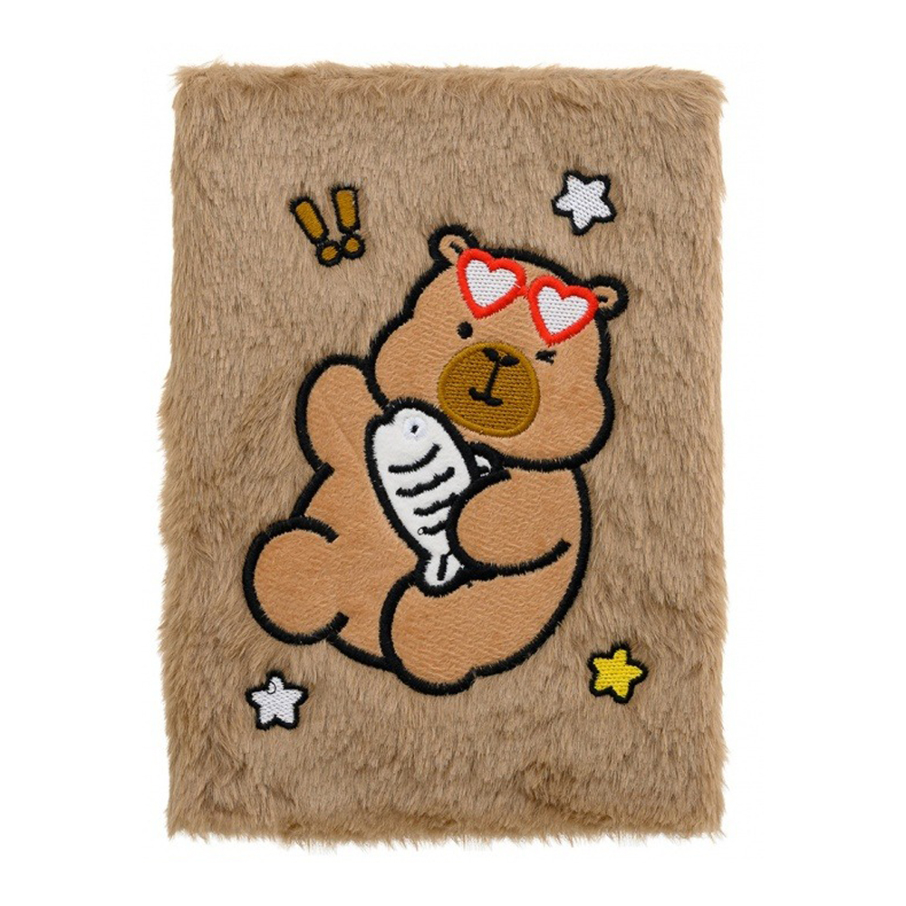 Блокнот Basir, формат А5, серия "Капибара", меховая обложка, 80 листов, размер 21*15 см