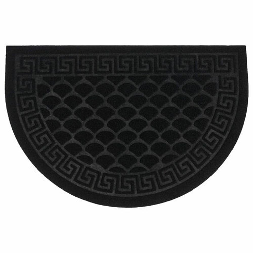 Коврик придверный 60х90 см,черный, грязезащитный, 430 г/м2,полукруг,чешуйки, ЛЮБАША, 701051