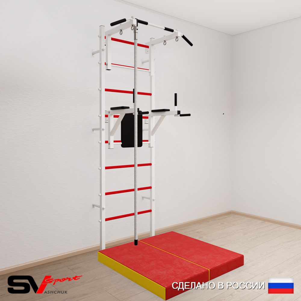 Шведская стенка Sv Sport 5704 (Турник стандарт/Брусья/Канат/Мат 1м)