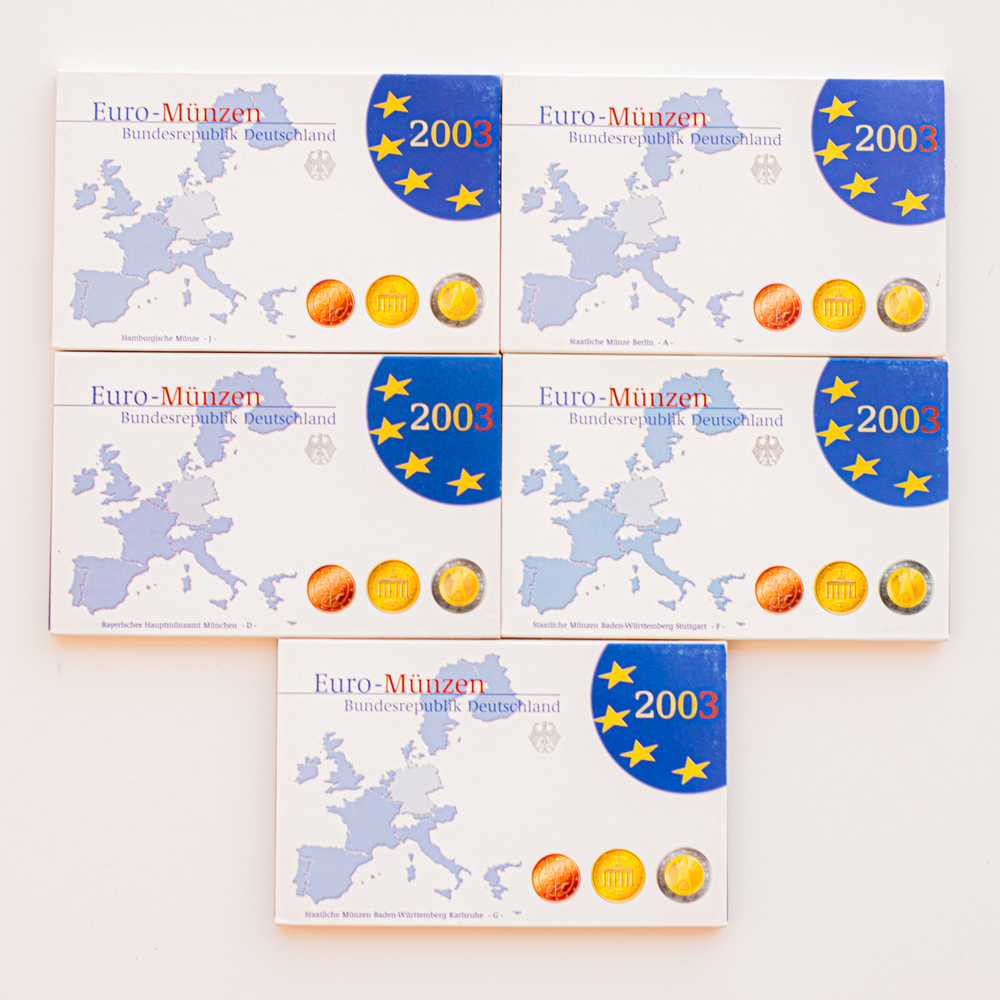 Germany 2003 Proof Coin Sets (A, D, F, G, J)