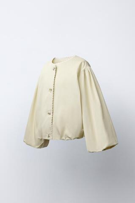 ZARA КУРТКА С КРУЖЕВОМ, ЦВЕТ СЛИВОЧНОГО МАСЛА