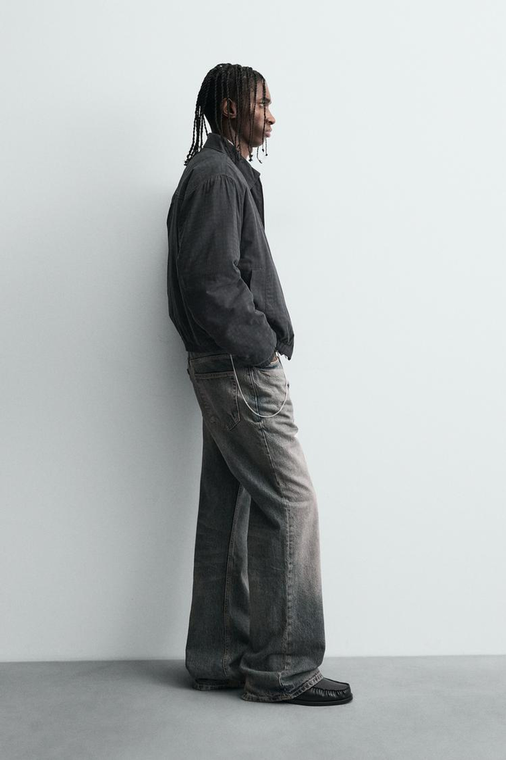 ZARA СТЕГАНАЯ КУРТКА ИЗ РЕЛЬЕФНОЙ ТКАНИ, УГОЛЬНЫЙ