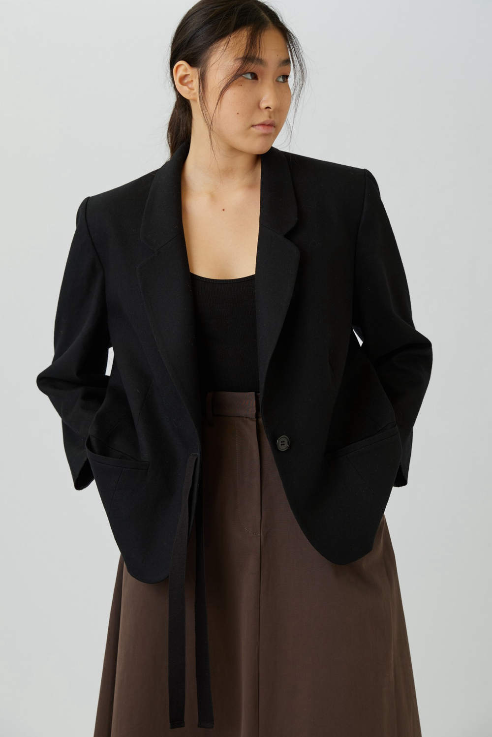 Винтажный жакет из чёрной шерсти 