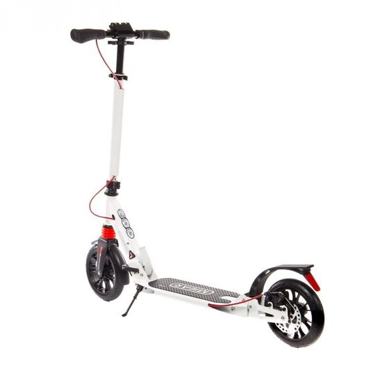 Складной двухколёсный самокат Micar Storm Pro 200 мм с двумя амортизаторами и ручным дисковым тормозом, белый