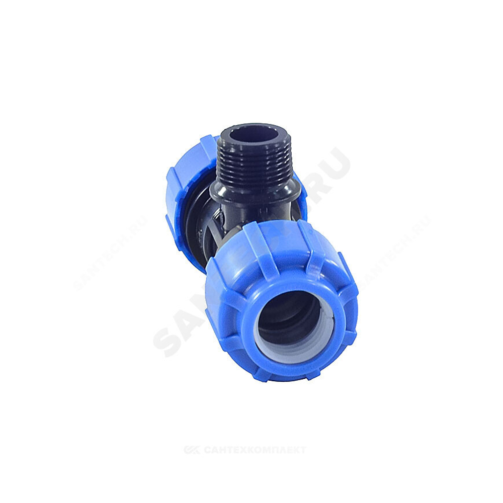 Тройник компрессионный ПЭ Дн 25х1/2"х25 НР Ру16 ТПК-АКВА 51251225