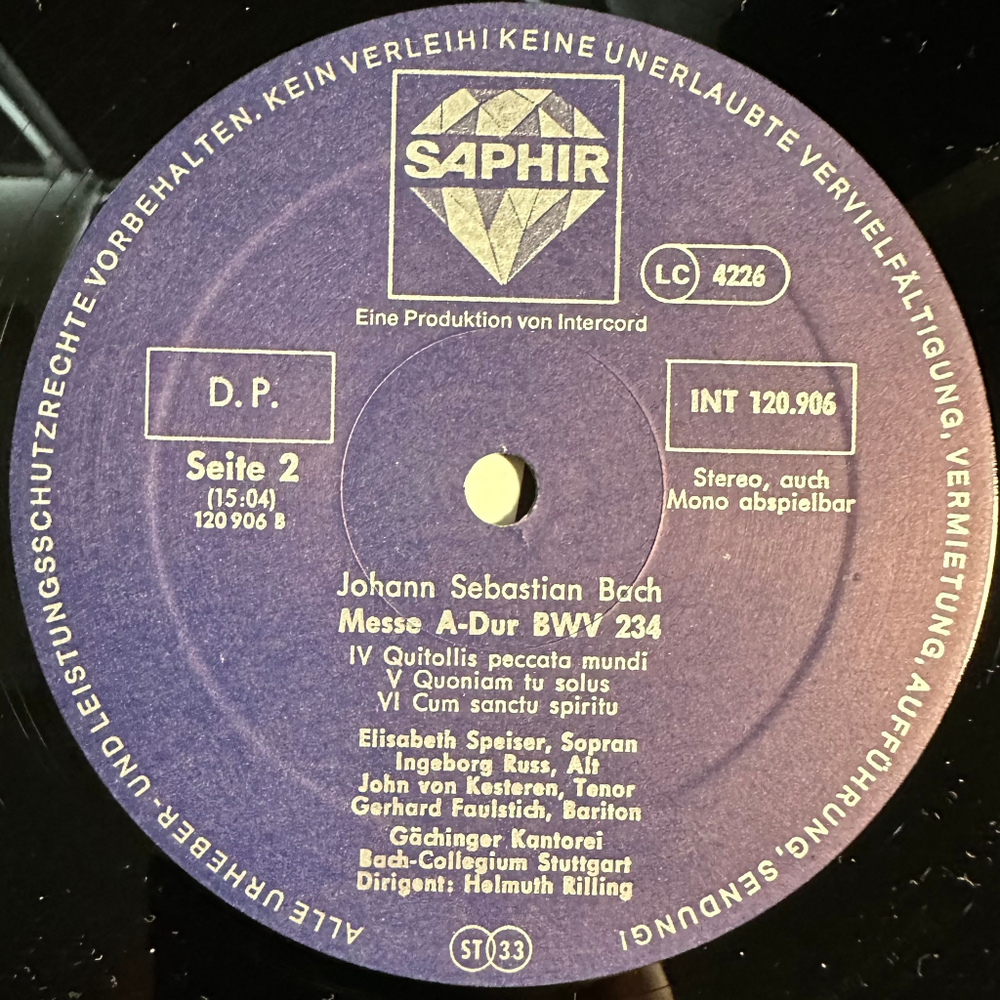 Бах - Мессе ля мажор BWV 234 (Германия 1978г.)