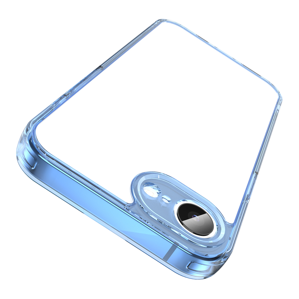 Чехол прозрачный для iPhone 16e, мягкие усиленные боковые рамки синего цвета