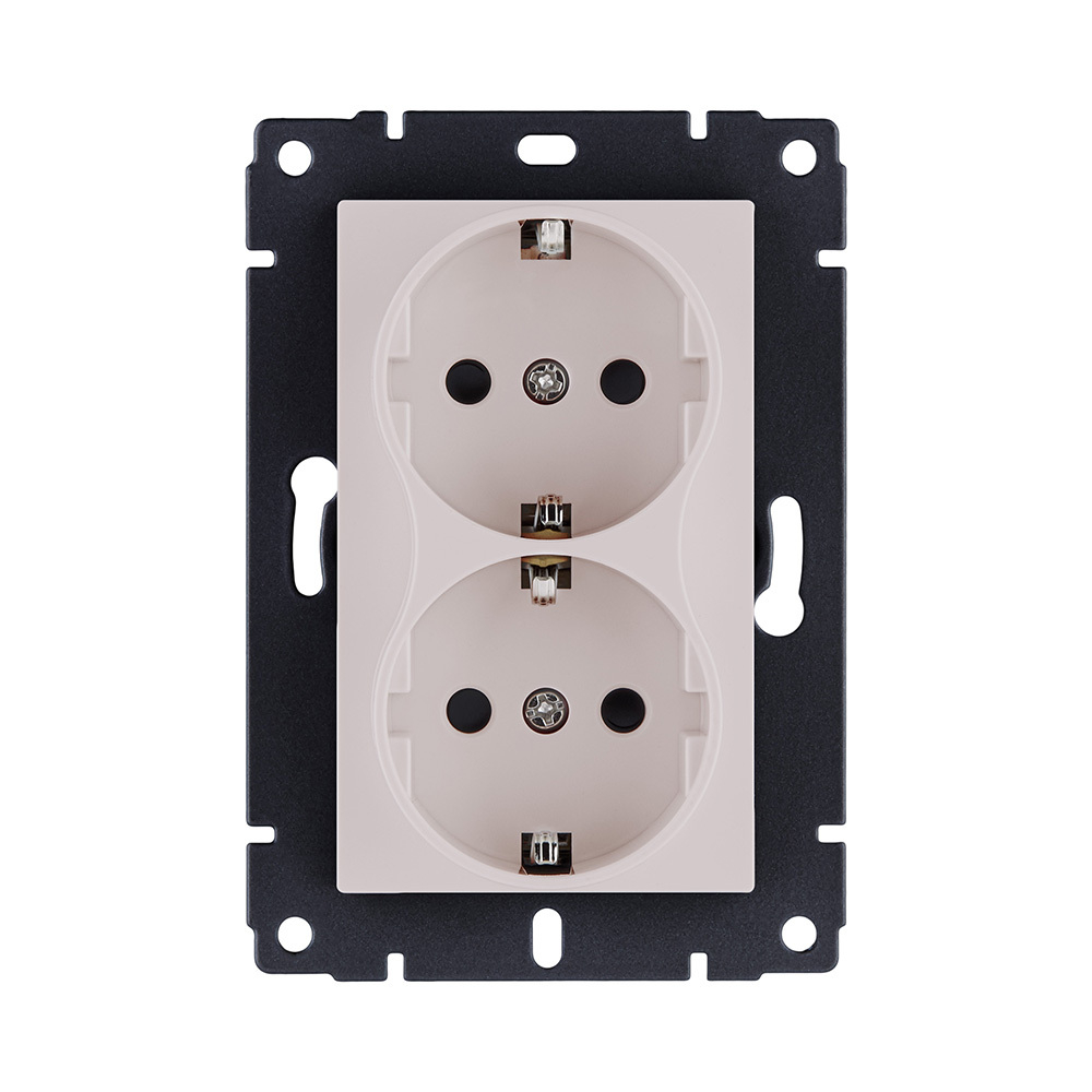 Розетка штепсельная SCHUKO двойная 16A/250 В, кашемир матовый Kollinger REA-032CM для Aspekt, Eleganz, Reflex