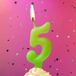 Свеча Цифра, 5 Люминесцентная, Флуор, 8 см, 1 шт.