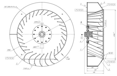 Рабочее колесо дымососа Д-15.5