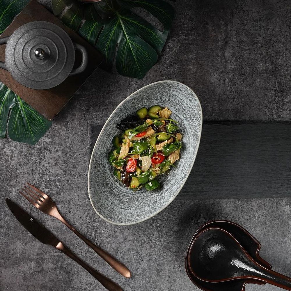 Салатник 400 мл 22,5*13 см h4,7 см глазурь Side Up Glossy Stone Untouched Taiga P.L. [1]