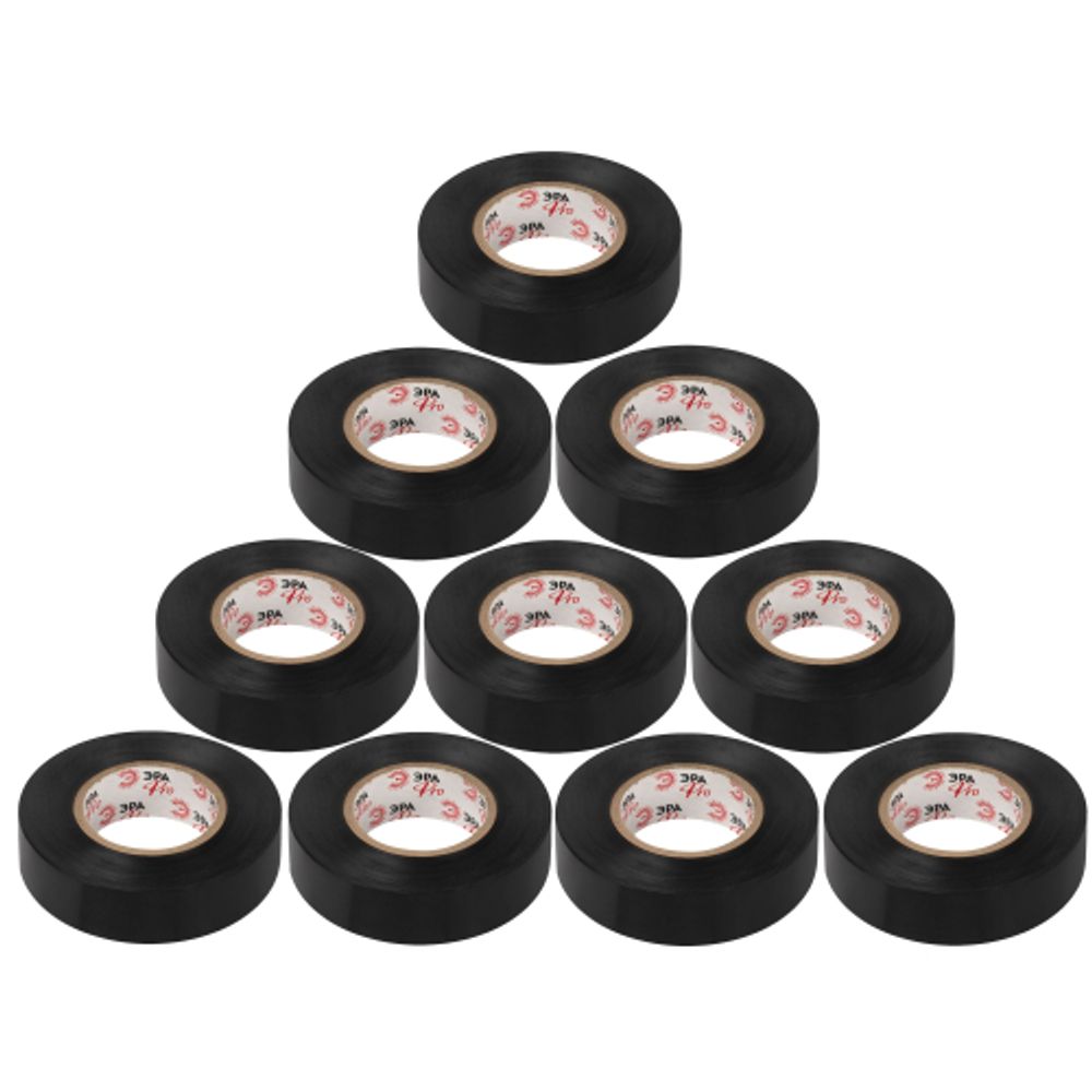 Набор изолент ЭРА SET10-1925BLACK ПВХ 10 шт черная 19мм х 25м