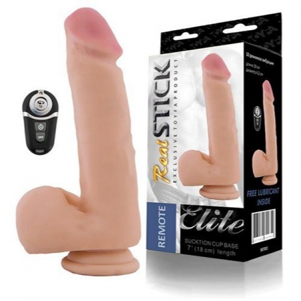 Беспроводной реалистичный вибратор Real Stick на подзарядке 19,5 см (Цвет: телесный)