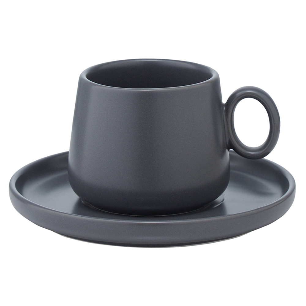 Набор чашек с блюдцами 2шт 120мл Tkano Essential темно-серый