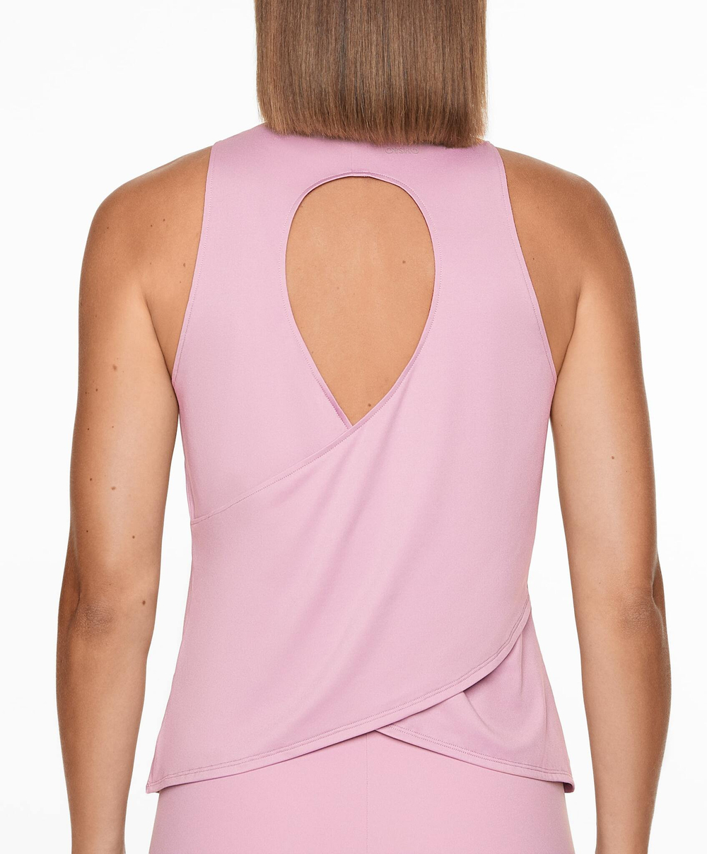 Oysho Футболка комфортлюкс с перекрестной спиной, розовый