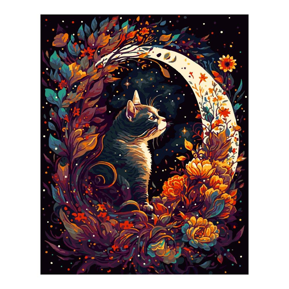 Картина по номерам 40*50см "Лунный кот" (на подрам.) (Lori)