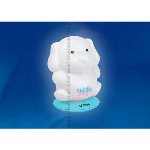 DTL-305-Собачка/3color/Base blue/Rech Светильник-ночник серия «Волшебные фонарики» аккумуляторный на голубой подставке. Пластиковая упаковка