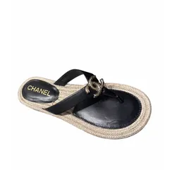 Босоножки CHANEL из каната с кожаными вставками