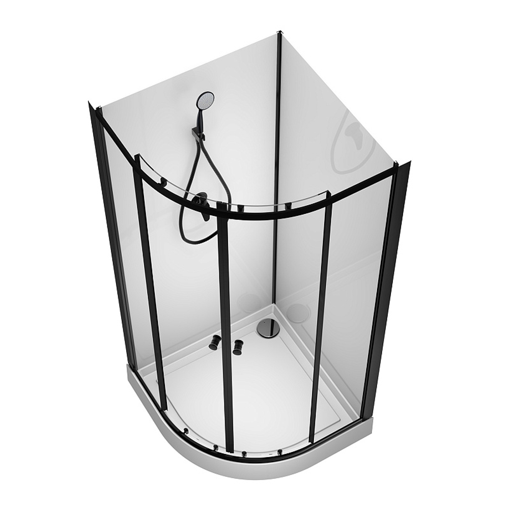 Душевая кабина Loranto NEO 100x100x(190+15) с низким поддоном 15см, прозрачное закаленное стекло 5 мм, профиль черный-матовый (CS-21800-100)