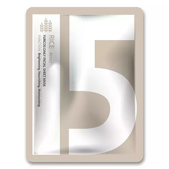 Маска для лица Yuricos Yurico5 Rice тканевая с экстрактом риса Facial Sheet Mask 22 мл