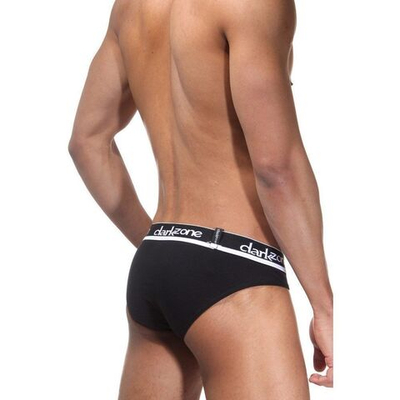 Черные мужские трусы-слипы с контрастными надписями на резинке (Размер: XL) (Цвет: черный)