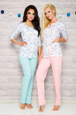 Хлопковая пижама Fabia со штанишками (Размер: L) (Цвет: персиковый с белым)
