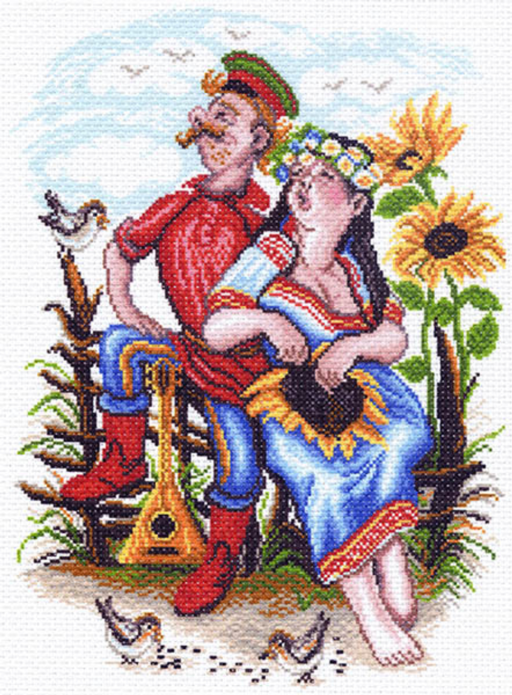 "Двое на околице"-1551 канва с рисунком