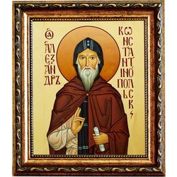 Александр Константинопольский Святой преподобный. Икона на холсте.
