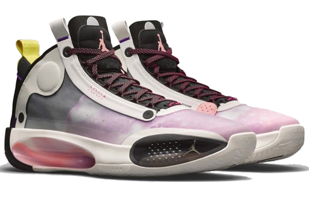 Air Jordan 34 "Paris” pink and white oil painting limited edition actual combat basketball shoes for men and women