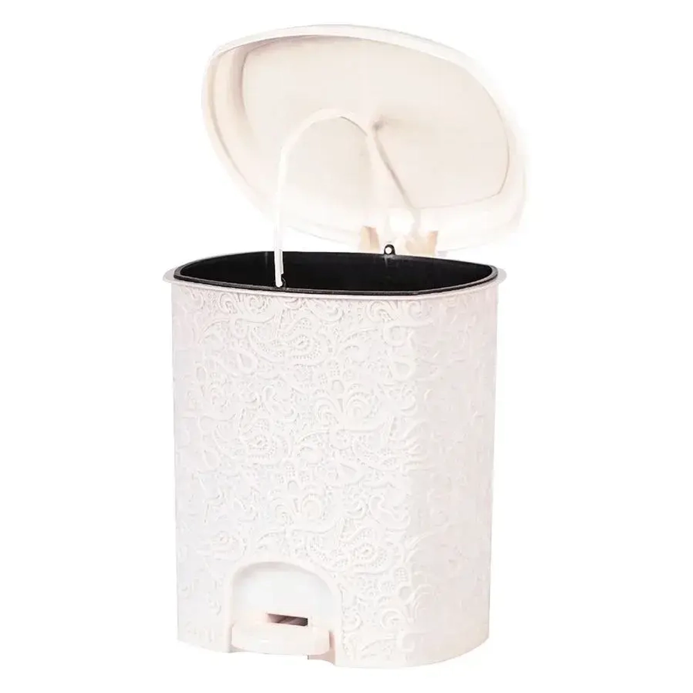 Ведро для мусора с педалью 11л Ажур (Слоновая кость)