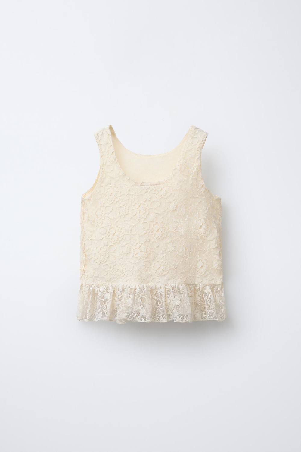 ZARA КРУЖЕВНОЙ ТОП, ЭКРЮ