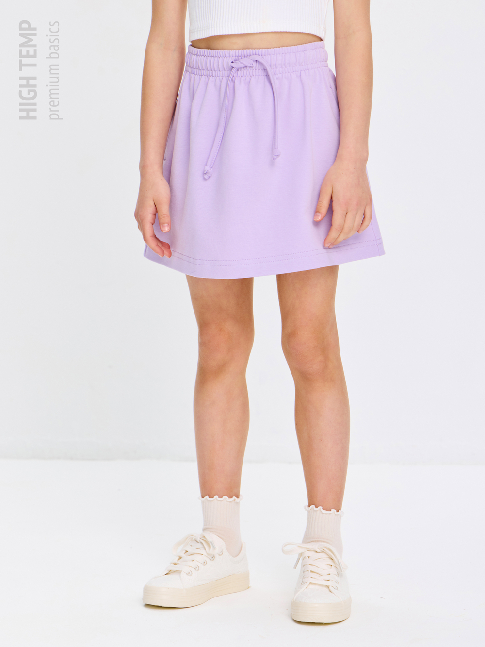 Мини юбка из футера с карманами