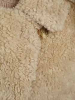 Шуба чебурашка длинная из овечьей шерсти, бежевая, SilverFox