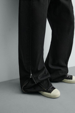 ZARA ДЖИНСЫ BARREL С МОЛНИЯМИ, ЧЕРНЫЙ