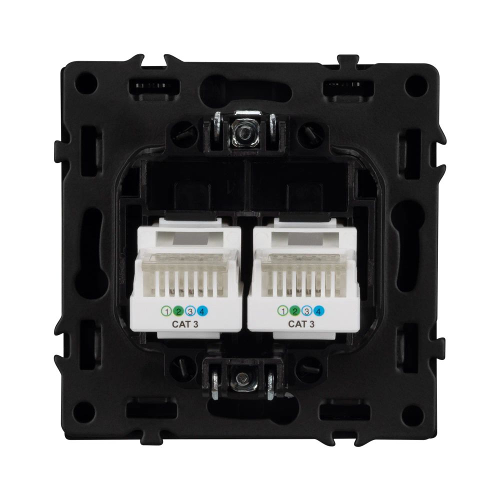 Механизм сдвоенной телефонной розетки SCT-NOBE-MTL2-SFPL-BK (RJ-11, 4C) (Arlight, Черный оникс) 054309