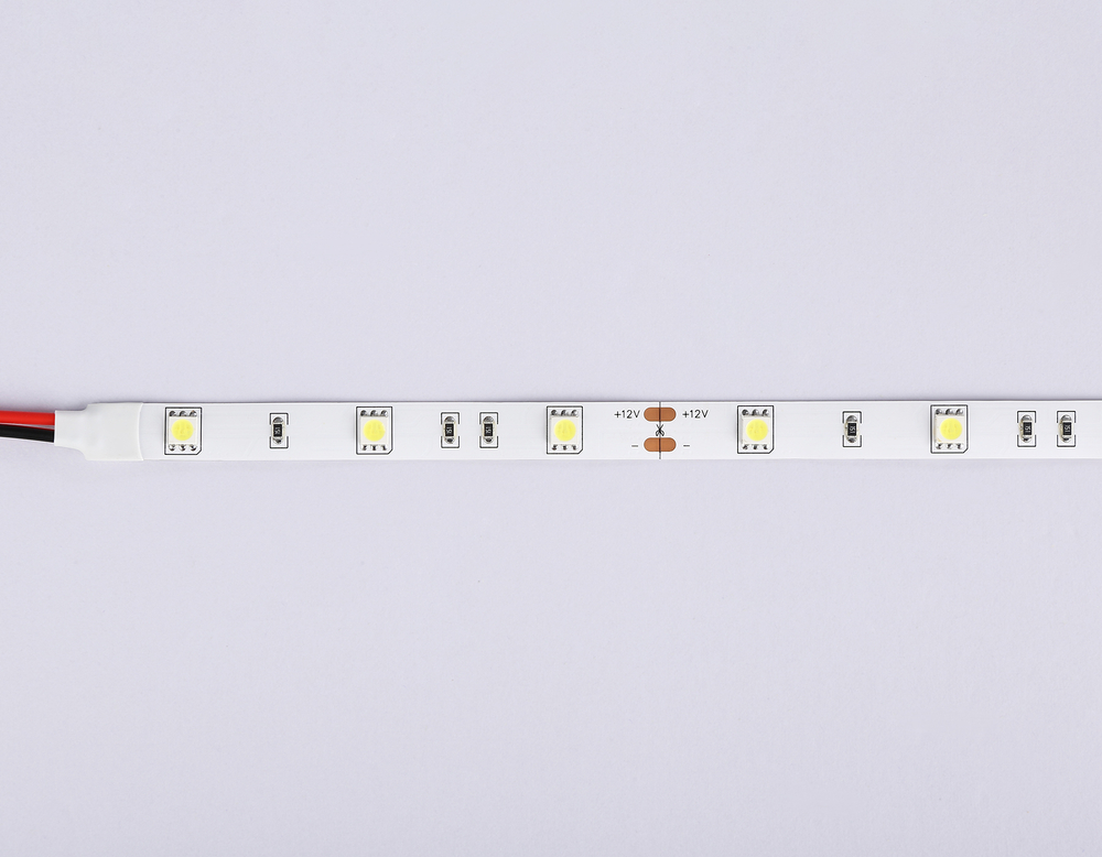 Светодиодная лента GS1803 5050 30Led/ 7.2W m/ 12V IP20 6500K/ 5000*10*1.87mm/ кратность резки 25mm (2 конт.)