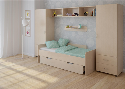 Детская стенка КарИВи Л-№16  Дуб Молочный  Дуб Молочный