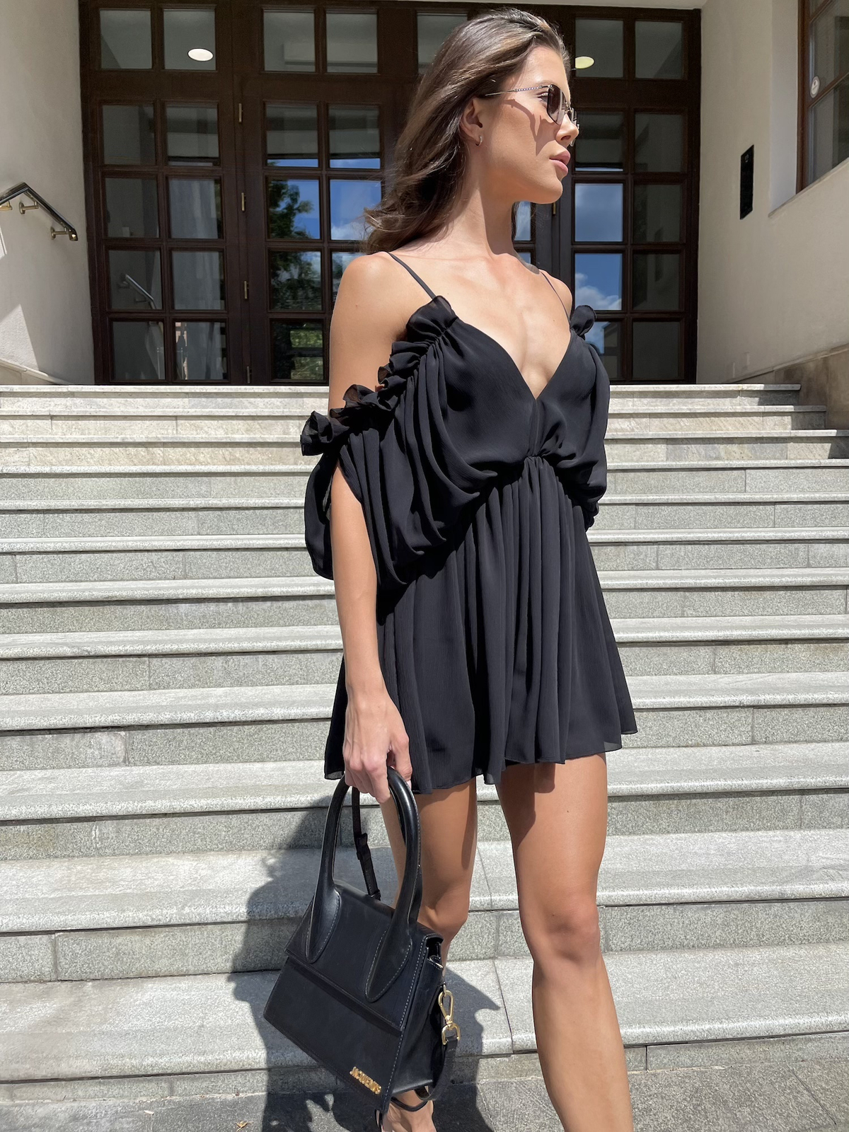 Шифоновый Комбинезон Черный