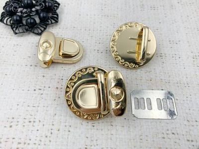 Застежка для сумки, d 3,2 см, золото