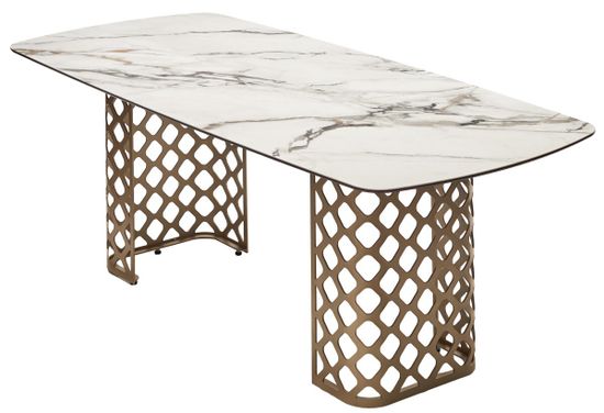 Стол CHIAVARI 220 KL-188 Контрастный мрамор матовый, итальянская керамика/шампань