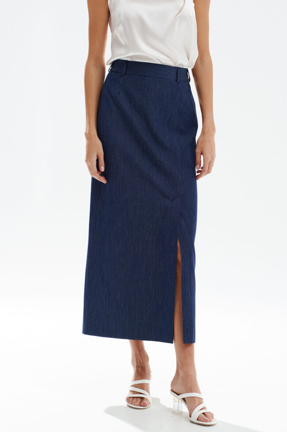 4944 Юбка женская (синий в полоску)