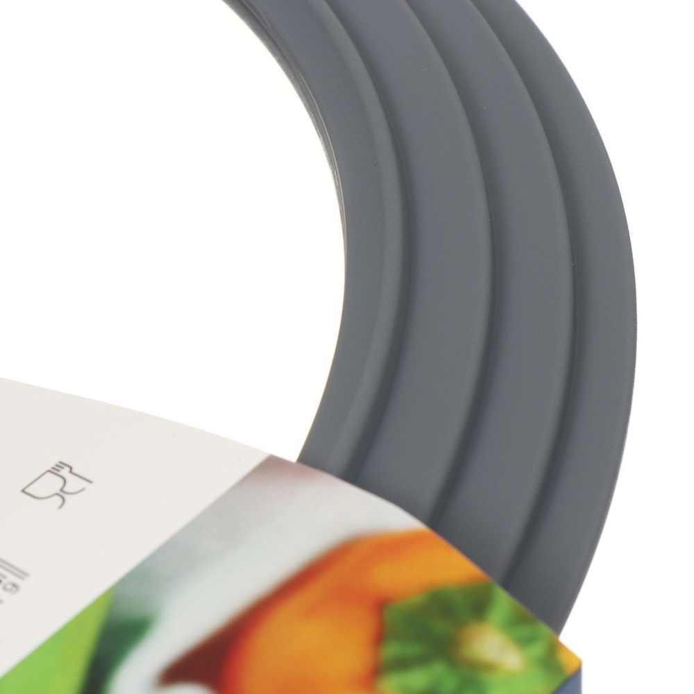 Крышка для посуды стекло, 28 см, Daniks, кноп бакелит,силикон, сер, 24,26,28 см, с ободом, HA240_1